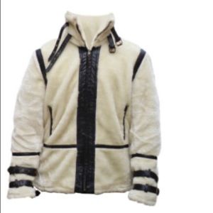 faux-shearling cropped moto jacket